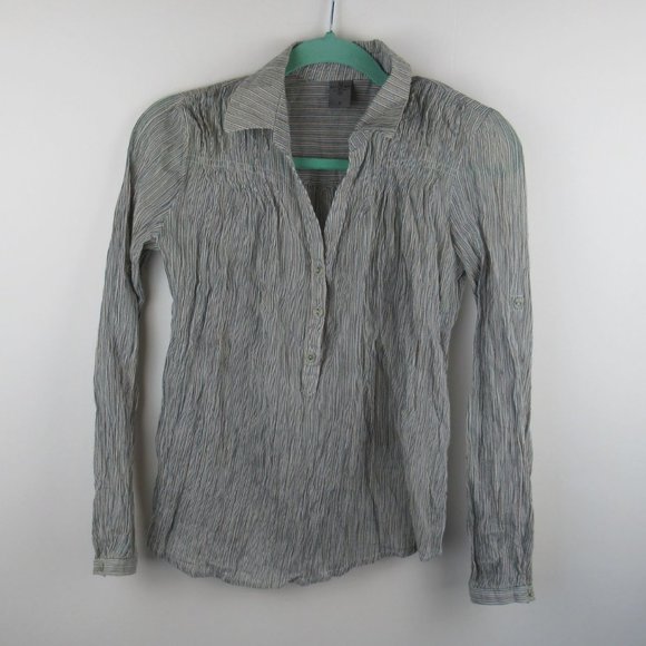Vero Moda Striped Lightweight Henley Button Long Sleeve Blouse sz S - Picture 1 of 8